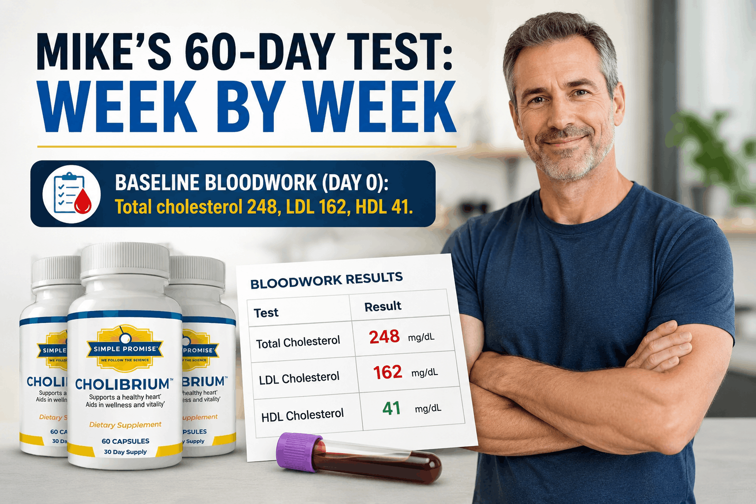 Cholibrium Reviews 2026 - Mike's 60-Day Cholibrium Test Results Showing LDL Cholesterol Improvement